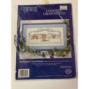 Candamar Designs Counted Cross Stitch Kit Bunny Babies' Sweet Dreams 60460 1991
